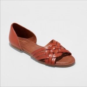 Brown Peep Toe Flats